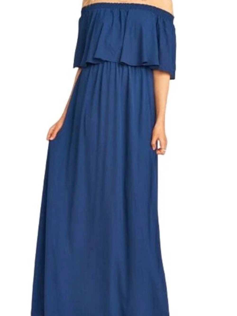 Show Me Your MuMu Off-Shoulder Maxi Dress in Navy